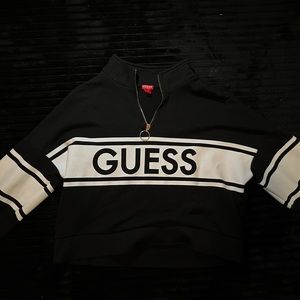 cropped guess sweater with 1/4 zip